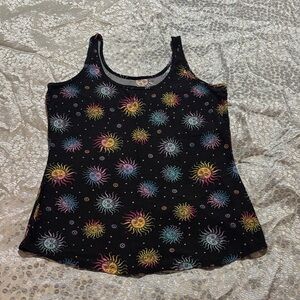 Black Tank Top with Multicolor Sunburst Design